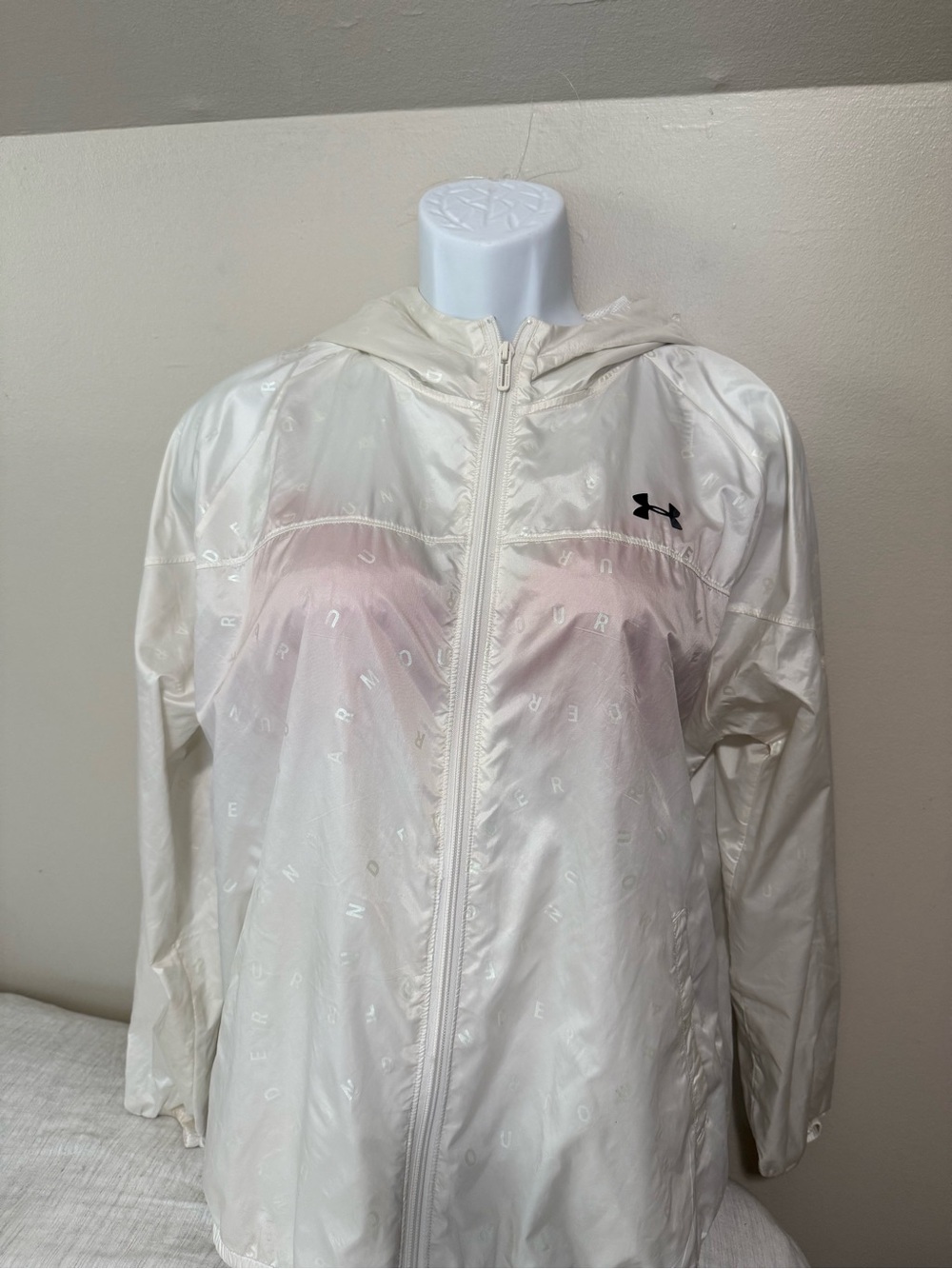 Under Armour Women's Cream White Hooded Zip Lightweight Jacket
